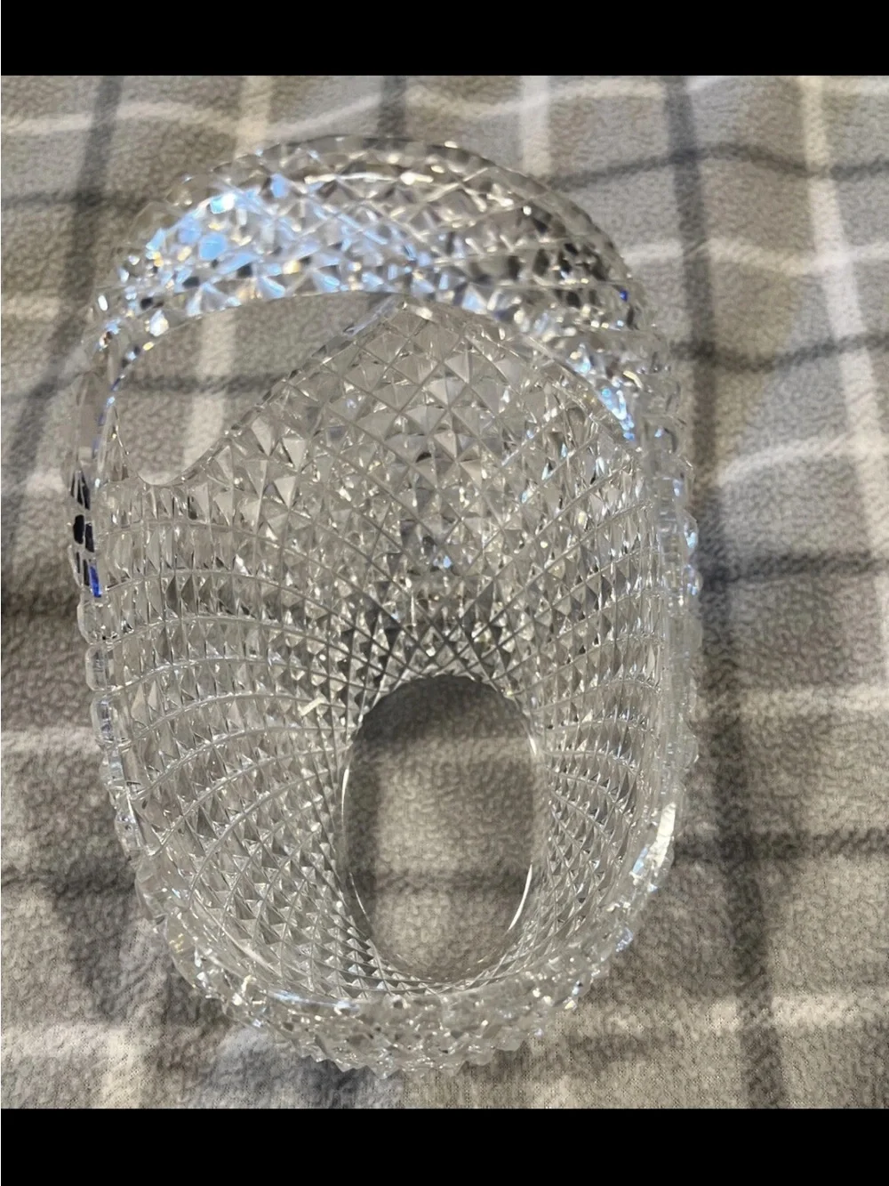 Clear Diamond-Cut Glass Basket Vase - Decorative Home Accent